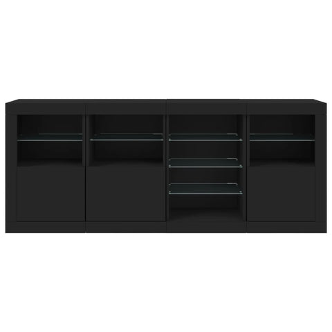 vidaXL Sideboard mit LED-Leuchten Schwarz 164x37x67 cm