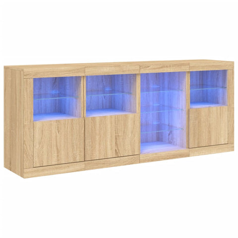 vidaXL Sideboard mit LED-Leuchten Sonoma-Eiche 164x37x67 cm