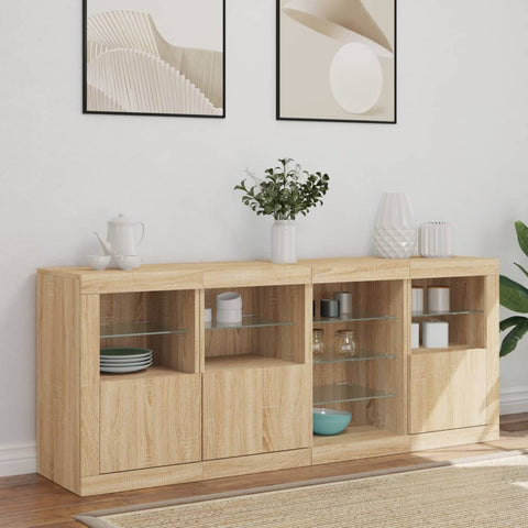 vidaXL Sideboard mit LED-Leuchten Sonoma-Eiche 164x37x67 cm