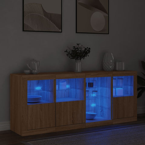 vidaXL Sideboard mit LED-Leuchten Sonoma-Eiche 164x37x67 cm