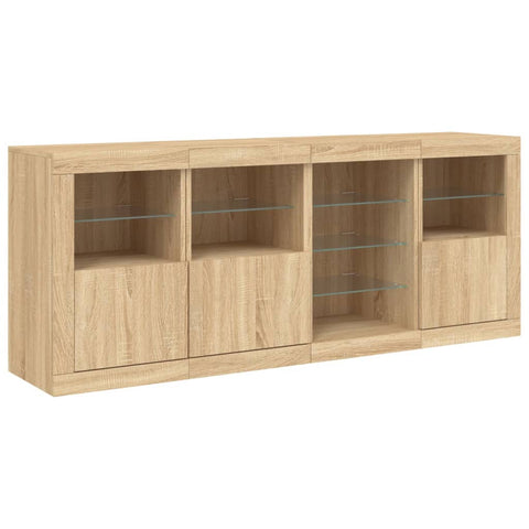 vidaXL Sideboard mit LED-Leuchten Sonoma-Eiche 164x37x67 cm