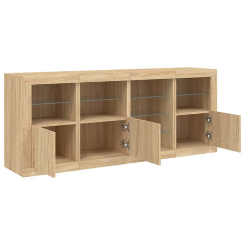 vidaXL Sideboard mit LED-Leuchten Sonoma-Eiche 164x37x67 cm