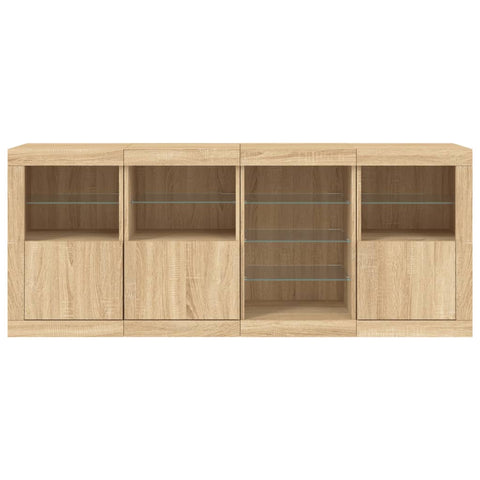 vidaXL Sideboard mit LED-Leuchten Sonoma-Eiche 164x37x67 cm