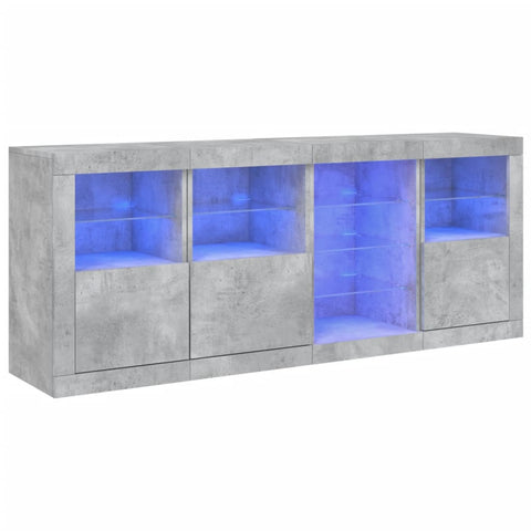 vidaXL Sideboard mit LED-Leuchten Betongrau 164x37x67 cm