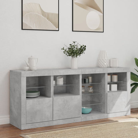 vidaXL Sideboard mit LED-Leuchten Betongrau 164x37x67 cm