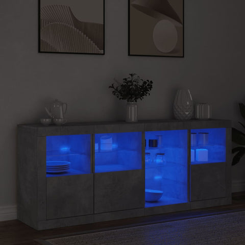 vidaXL Sideboard mit LED-Leuchten Betongrau 164x37x67 cm