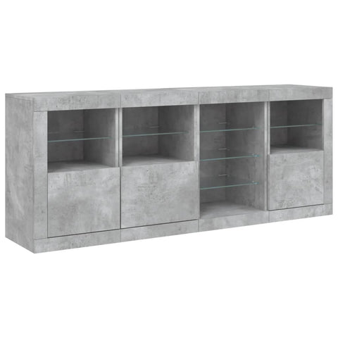 vidaXL Sideboard mit LED-Leuchten Betongrau 164x37x67 cm