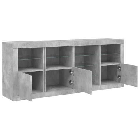 vidaXL Sideboard mit LED-Leuchten Betongrau 164x37x67 cm