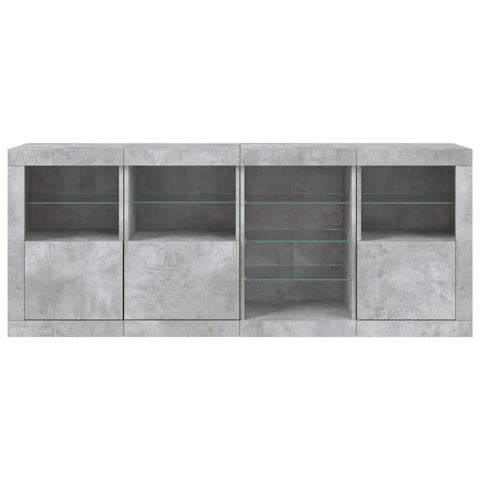 vidaXL Sideboard mit LED-Leuchten Betongrau 164x37x67 cm