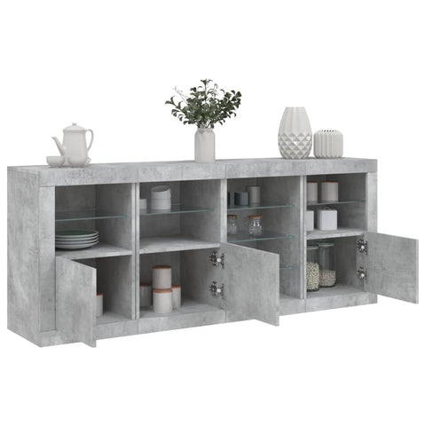 vidaXL Sideboard mit LED-Leuchten Betongrau 164x37x67 cm