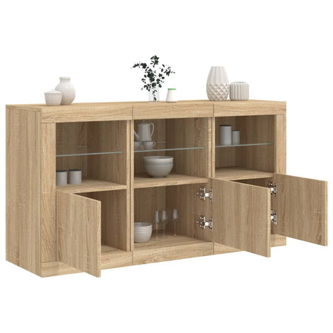 vidaXL Sideboard mit LED-Leuchten Sonoma-Eiche 123x37x67 cm