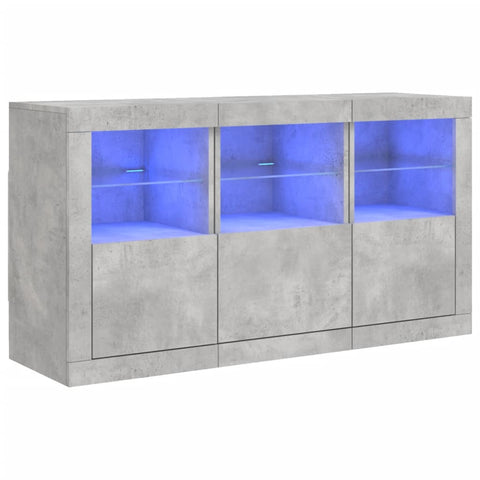 Sideboard mit LED-Leuchten Betongrau 123x37x67 cm