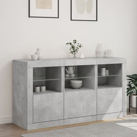 Sideboard mit LED-Leuchten Betongrau 123x37x67 cm