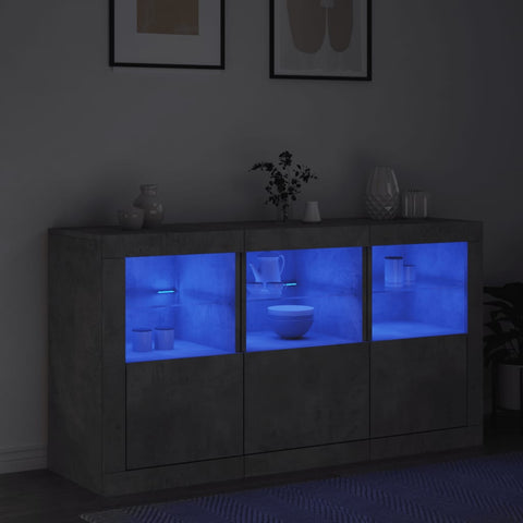 Sideboard mit LED-Leuchten Betongrau 123x37x67 cm