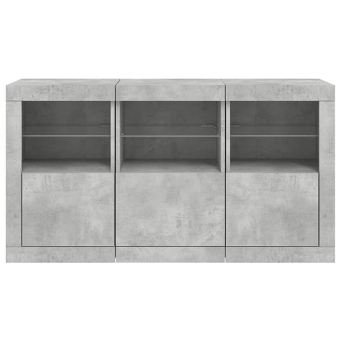 Sideboard mit LED-Leuchten Betongrau 123x37x67 cm