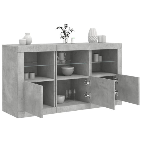 Sideboard mit LED-Leuchten Betongrau 123x37x67 cm