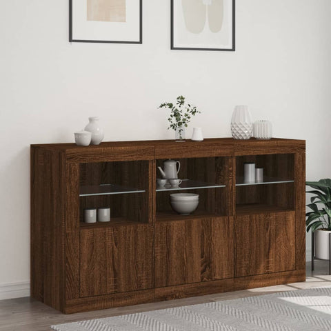 Sideboard mit LED-Leuchten Braun Eichen-Optik 123x37x67 cm