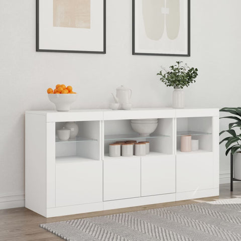 Sideboard mit LED-Leuchten Weiß 142,5x37x67 cm