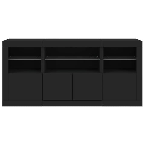 Sideboard mit LED-Leuchten Schwarz 142,5x37x67 cm