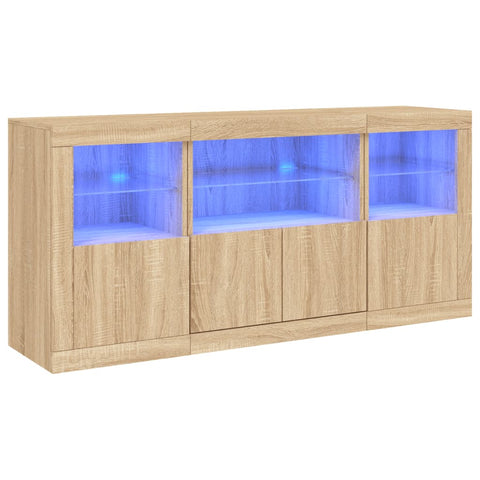 vidaXL Sideboard mit LED-Leuchten Sonoma-Eiche 142,5x37x67 cm