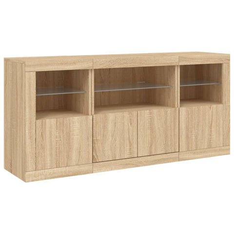 vidaXL Sideboard mit LED-Leuchten Sonoma-Eiche 142,5x37x67 cm