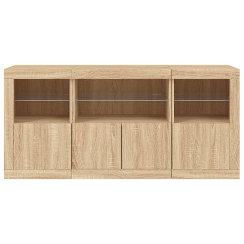 vidaXL Sideboard mit LED-Leuchten Sonoma-Eiche 142,5x37x67 cm