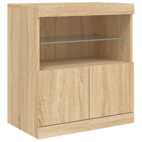 vidaXL Sideboard mit LED-Leuchten Sonoma-Eiche 142,5x37x67 cm