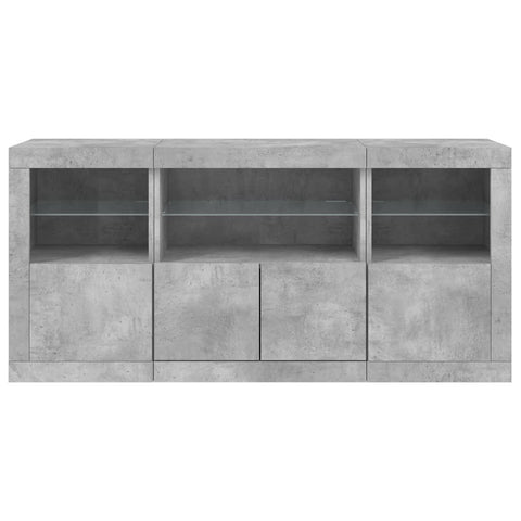 Sideboard mit LED-Leuchten Betongrau 142,5x37x67 cm