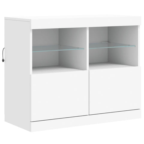 Sideboard mit LED-Leuchten Weiß 163x37x67 cm