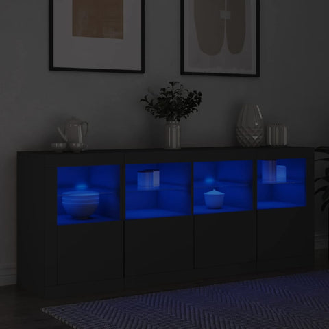 Sideboard mit LED-Leuchten Schwarz 163x37x67 cm