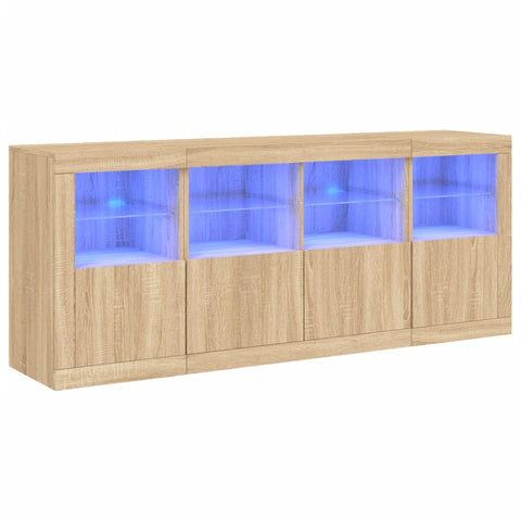 vidaXL Sideboard mit LED-Leuchten Sonoma-Eiche 163x37x67 cm