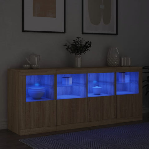 vidaXL Sideboard mit LED-Leuchten Sonoma-Eiche 163x37x67 cm