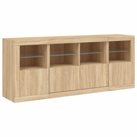 vidaXL Sideboard mit LED-Leuchten Sonoma-Eiche 163x37x67 cm