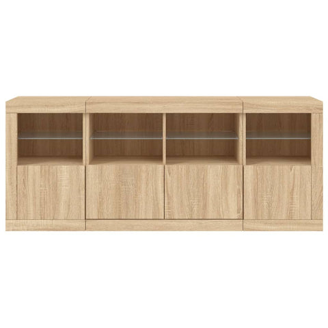 vidaXL Sideboard mit LED-Leuchten Sonoma-Eiche 163x37x67 cm