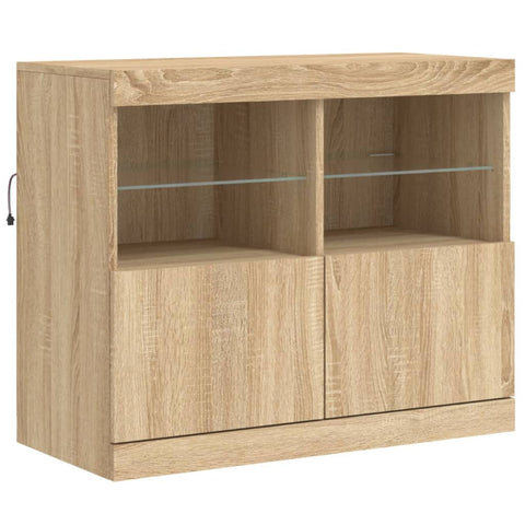 vidaXL Sideboard mit LED-Leuchten Sonoma-Eiche 163x37x67 cm