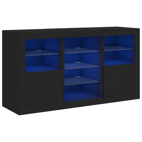 vidaXL Sideboard mit LED-Leuchten Schwarz 123x37x67 cm