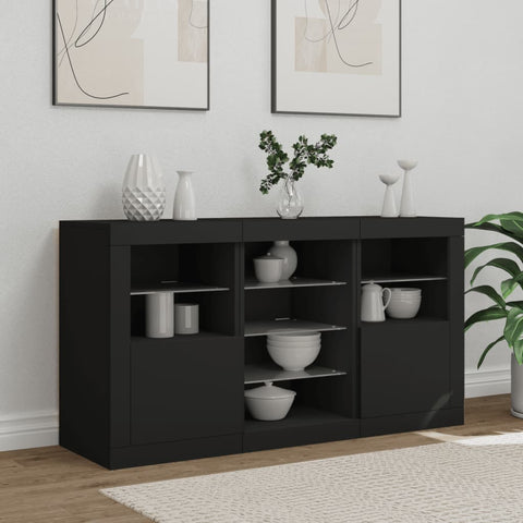 vidaXL Sideboard mit LED-Leuchten Schwarz 123x37x67 cm