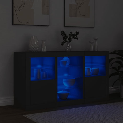 vidaXL Sideboard mit LED-Leuchten Schwarz 123x37x67 cm