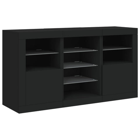 vidaXL Sideboard mit LED-Leuchten Schwarz 123x37x67 cm