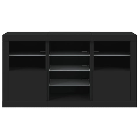 vidaXL Sideboard mit LED-Leuchten Schwarz 123x37x67 cm