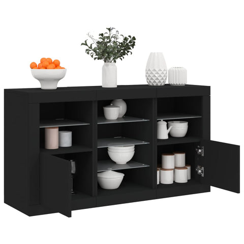 vidaXL Sideboard mit LED-Leuchten Schwarz 123x37x67 cm