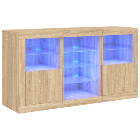 vidaXL Sideboard mit LED-Leuchten Sonoma-Eiche 123x37x67 cm