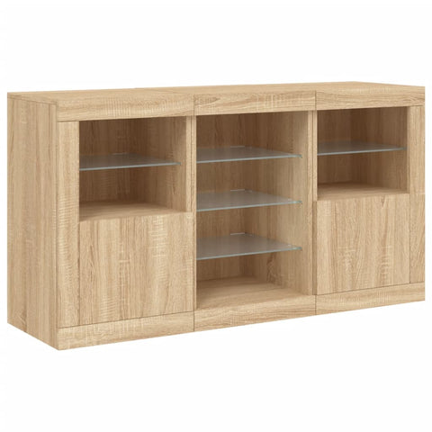 vidaXL Sideboard mit LED-Leuchten Sonoma-Eiche 123x37x67 cm