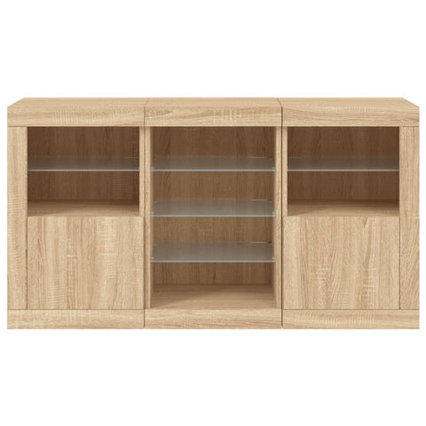 vidaXL Sideboard mit LED-Leuchten Sonoma-Eiche 123x37x67 cm