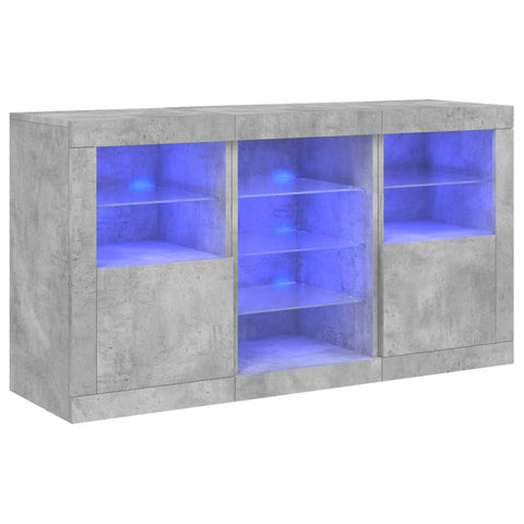 vidaXL Sideboard mit LED-Leuchten Betongrau 123x37x67 cm