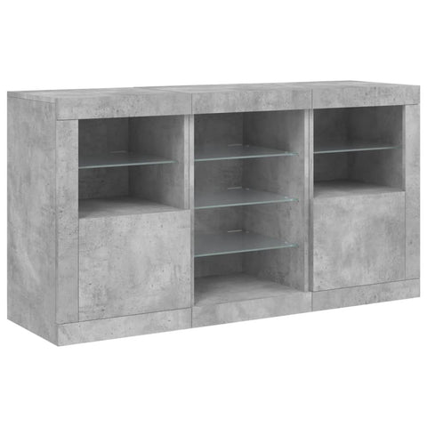 vidaXL Sideboard mit LED-Leuchten Betongrau 123x37x67 cm