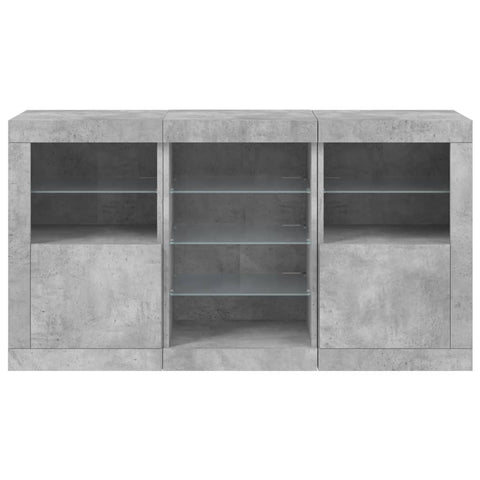 vidaXL Sideboard mit LED-Leuchten Betongrau 123x37x67 cm