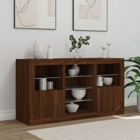 Sideboard mit LED-Leuchten Braun Eichen-Optik 123x37x67 cm