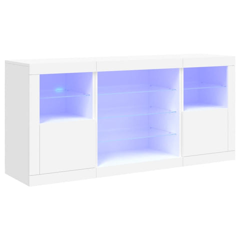 vidaXL Sideboard mit LED-Leuchten Weiß 142,5x37x67 cm