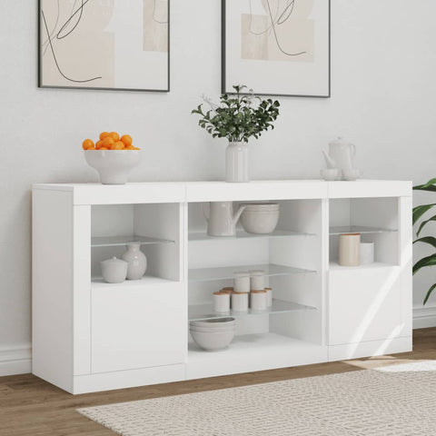 vidaXL Sideboard mit LED-Leuchten Weiß 142,5x37x67 cm